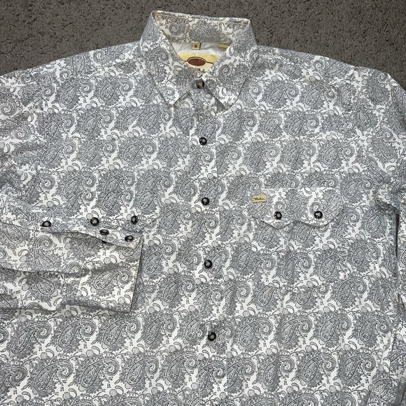 Larry Mahan Other - Larry Mahan Western Shirt Mens M White Paisley Snap Front Cowboy Pockets Logo